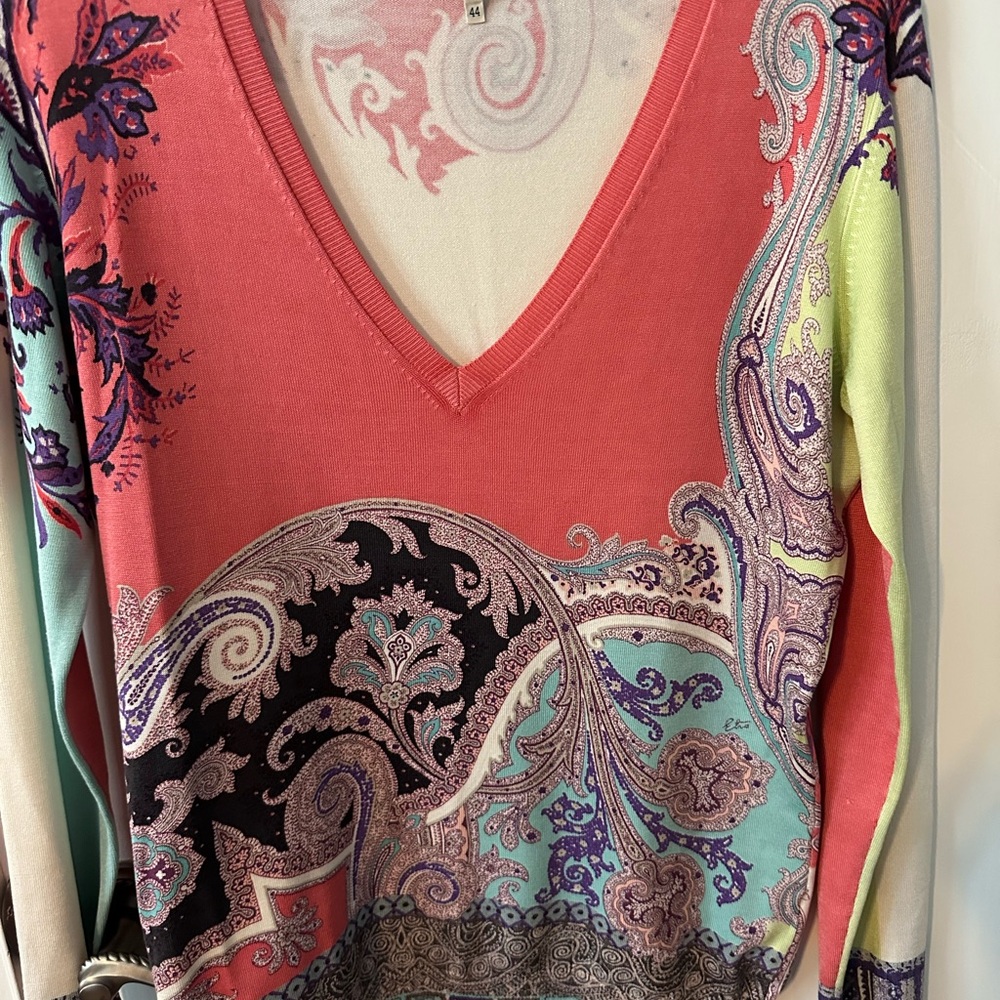 Etro Multicolor Paisley V-Neck Sweater